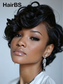 Lace front 13x4 Pixie wig quick weave black 100% Human Hair