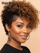 Pixie wig lace front 13x4 brown highlight curly wave 100% Human Hair 