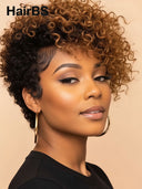 Pixie wig lace front 13x4 brown highlight curly wave 100% Human Hair 