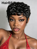 Ready to go black pixie cut wig 100% Human Hair