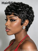 Ready to go black pixie cut wig 100% Human Hair
