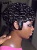 Ready to go black pixie cut wig 100% Human Hair