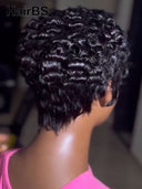 Ready to go black pixie cut wig 100% Human Hair