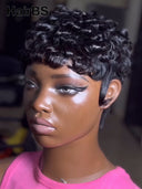 Ready to go black pixie cut wig 100% Human Hair
