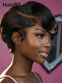 Ready to go 13x4 lace front highlight pixie cut wig 100% Human Hair 