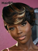 Ready to go 13x4 lace front highlight pixie cut wig 100% Human Hair 