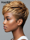 Glueless Wig pixie cut honey 100% Human Hair