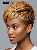 Glueless Wig pixie cut honey 100% Human Hair