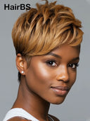Glueless Wig pixie cut honey 100% Human Hair