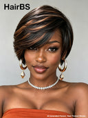 Pixie wig straight Glueless wig side part machine made 100% Human Hair