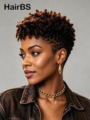 Full lace wig brown highlight Pixie Spring Curl