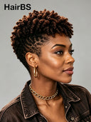 Full lace wig brown highlight Pixie Spring Curl