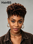 Full lace wig brown highlight Pixie Spring Curl