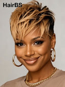Pixie wig straight machine made ready to go honey 100% Human Hair