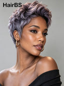 Pixie Cut wig Purple Straight 13x4 Lace 100% Human Hair