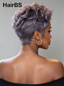 Pixie Cut wig Purple Straight 13x4 Lace 100% Human Hair