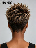 Pixie Cut wig Spiky Pixie Wig Highlight Straight 13x4 Lace 100% Human Hair
