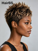 Pixie Cut wig Spiky Pixie Wig Highlight Straight 13x4 Lace 100% Human Hair
