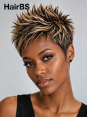 Pixie Cut wig Spiky Pixie Wig Highlight Straight 13x4 Lace 100% Human Hair
