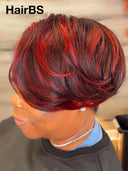 Pixie cut wig 13x6 front weave for burgundy woman 100% human hair