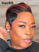 Pixie cut wig 13x6 front weave for burgundy woman 100% human hair