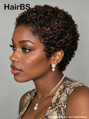 Pixie wig Lace front 13x4 Brown 100% Human Hair
