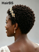 Pixie wig quick weave black 13x4 Lace afro curly 100% Human Hair