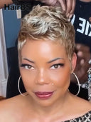 Pixie wig straight highlights 100% Human Hair