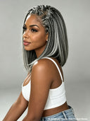 Pre-styled Updo style 13x4 Lace Front Wig Salt & Pepper bob 14 inch 100% Human Hair