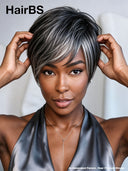 Wear to Go Salt and Pepper Pixie wig side part