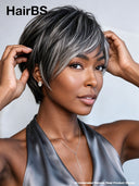 Wear to Go Salt and Pepper Pixie wig side part