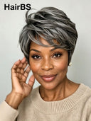 Lace front 13x4 Pixie wig straight Salt and Pepper