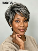 Lace front 13x4 Pixie wig straight Salt and Pepper