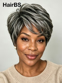 Lace front 13x4 Pixie wig straight Salt and Pepper