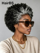 Lace front 13x4 Salt and Pepper afro curly