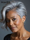 Salt and pepper HD lace wig lace front 13x4 lace pixie  100% Human Hair