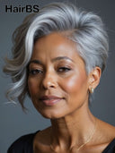 Salt and pepper HD lace wig lace front 13x4 lace pixie  100% Human Hair