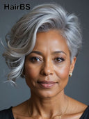 Salt and pepper HD lace wig lace front 13x4 lace pixie  100% Human Hair