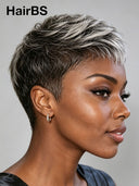 Gluelesse wig Pixie silver Salt and Pepper Wear & Go