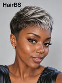 Gluelesse wig Pixie silver Salt and Pepper Wear & Go