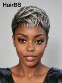 Gluelesse wig Pixie silver Salt and Pepper Wear & Go