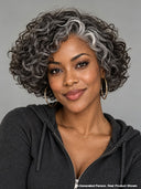 7x5 lace closure wig curly salt and pepper Pixie bouncy wave