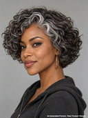 7x5 lace closure wig curly salt and pepper Pixie bouncy wave