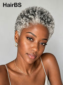 Salt and Pepper Lace front 13x4 Short TWA curly wig