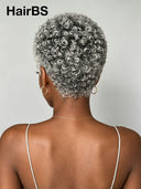 Salt and Pepper Lace front 13x4 Short TWA curly wig