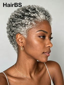 Salt and Pepper Lace front 13x4 Short TWA curly wig