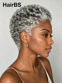 Salt and Pepper Lace front 13x4 Short TWA curly wig