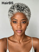Salt and Pepper Lace front 13x4 Short TWA curly wig