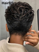 Salt and pepper ready to go 13x6 lace front pixie straight for black woman 