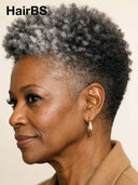 Full lace wig pixie afro Salt and Pepper 100% Human Hair